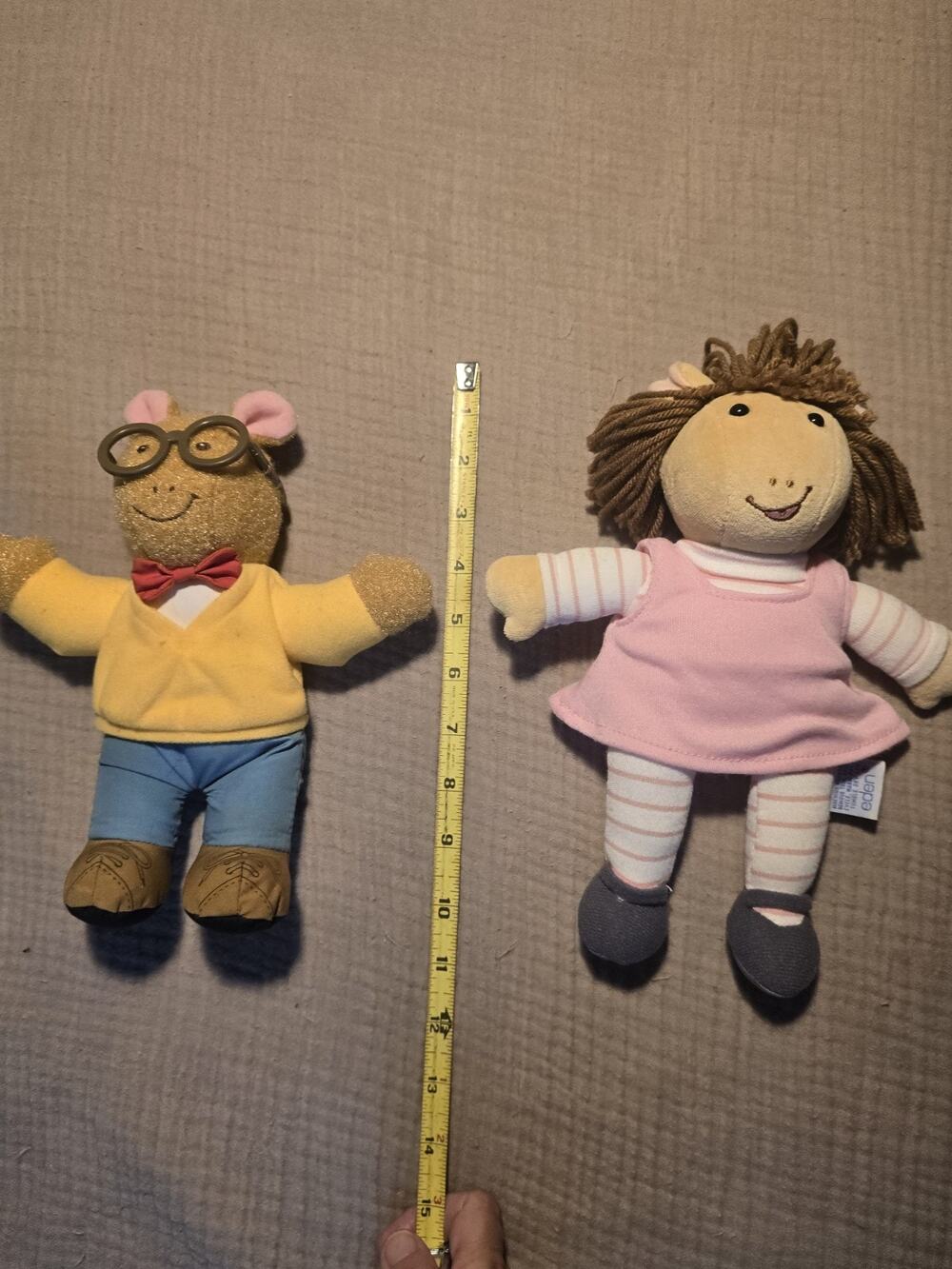 Lot of 2 Vtg Eden Arthur & DW Plush Doll Pink Dress 96 by Marc Brown Read
